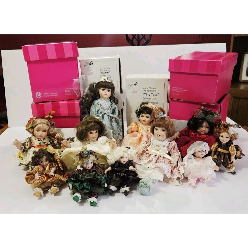 Marie Osmond Porcelain Doll Collection Tiny Tots Lot Of 11 Authentic
